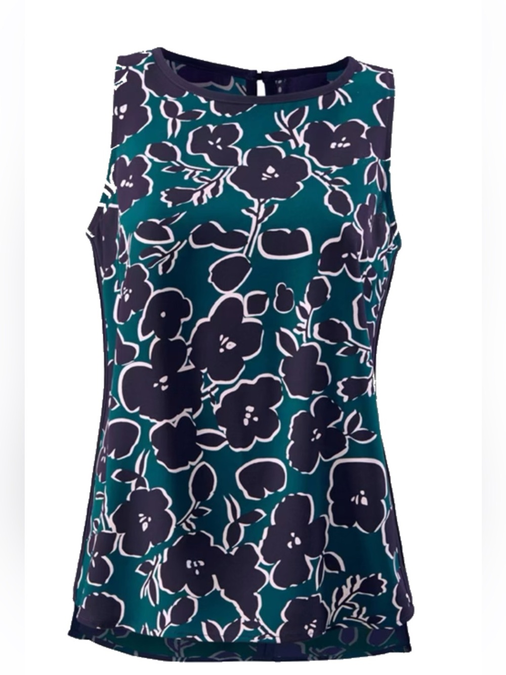 cabi Warhol Top - Teal Floral Sleeveless Top